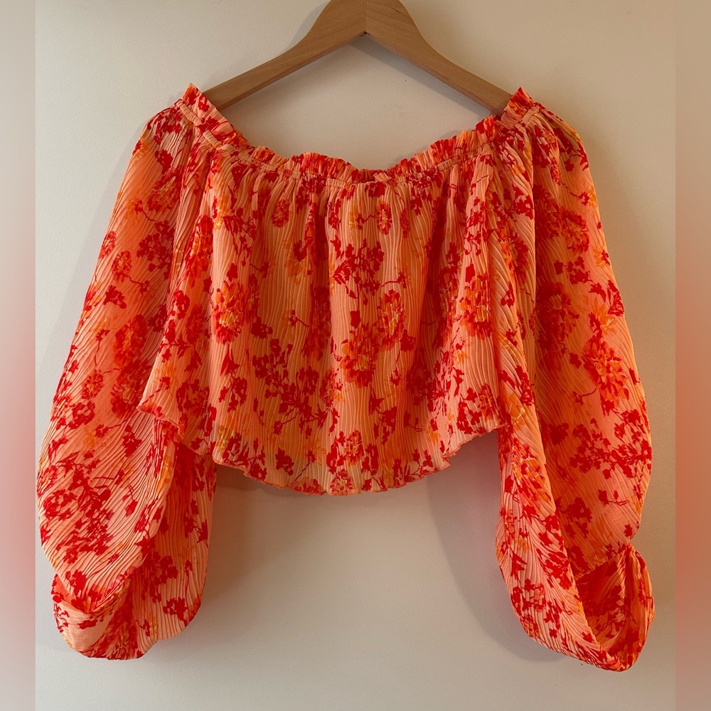 House of Harlow 1960 x REVOLVE Kirsi Off The Shoulder Top in Orange Floral. XS.